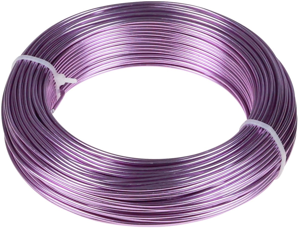 Paarse aluminiumdraad, 2 mm, voor sieraden en decoratie, lavendelkleur