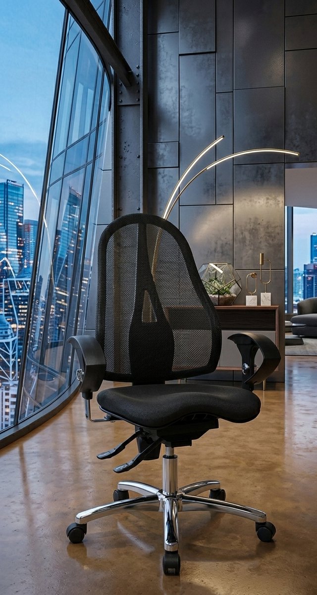 Ergonomische Bureaustoel– Zwarte Draaistoel met Mesh Rugleuning, Verstelbare Zitting en Syncro Mechanisme – Comfort voor Thuis en Kantoor, Maximaal 8 Uur Gebruik,Casa Serena – Afmetingen op aanvraa...