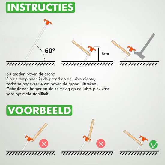 Travelhawk Tentharingen - Gegalvaniseerd Staal - Grondhaken - Tent Haring - Tent Spijker - 12 Stuks - Oranje van Merkloos — afbeelding 3