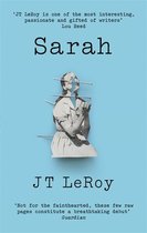 Boek "Sarah" van JT LeRoy. Een vrouw met een jurk, geslagen met spijkers. Tekst: "JT LeRoy is een van de meest interessante, gepassioneerde en getalenteerde schrijvers" - Lou Reed. "Niet voor tere zieltjes, deze paar rauwe pagina's vormen een adembenemend debuut" - Guardian.