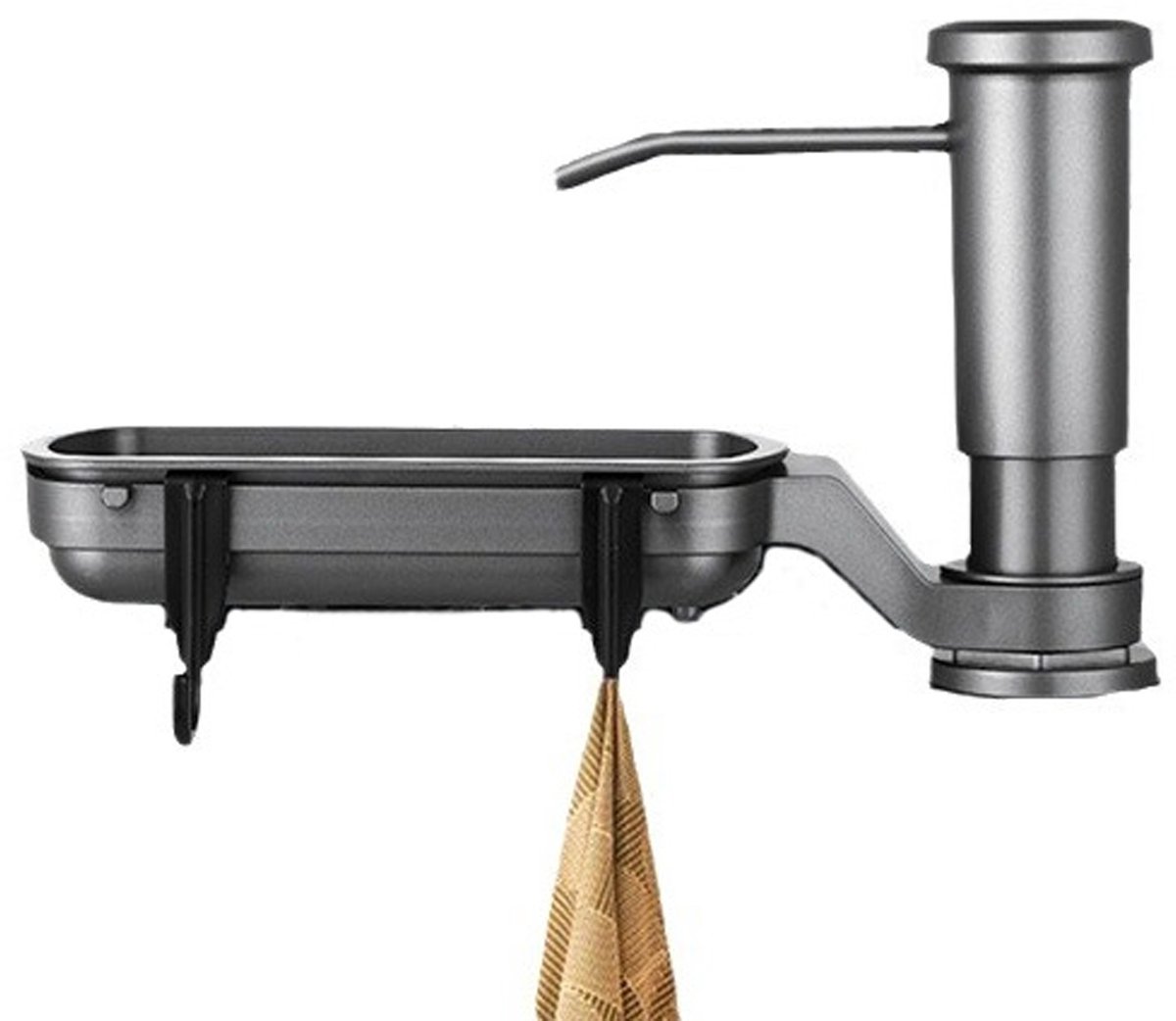 CHIWIN Inbouw Zeepdispenser Keuken – Spoelbak Afwasmiddel Dispenser Met 1M Siliconenslang & Opbergrekje – Metaal Pomp – 20-40mm Montage