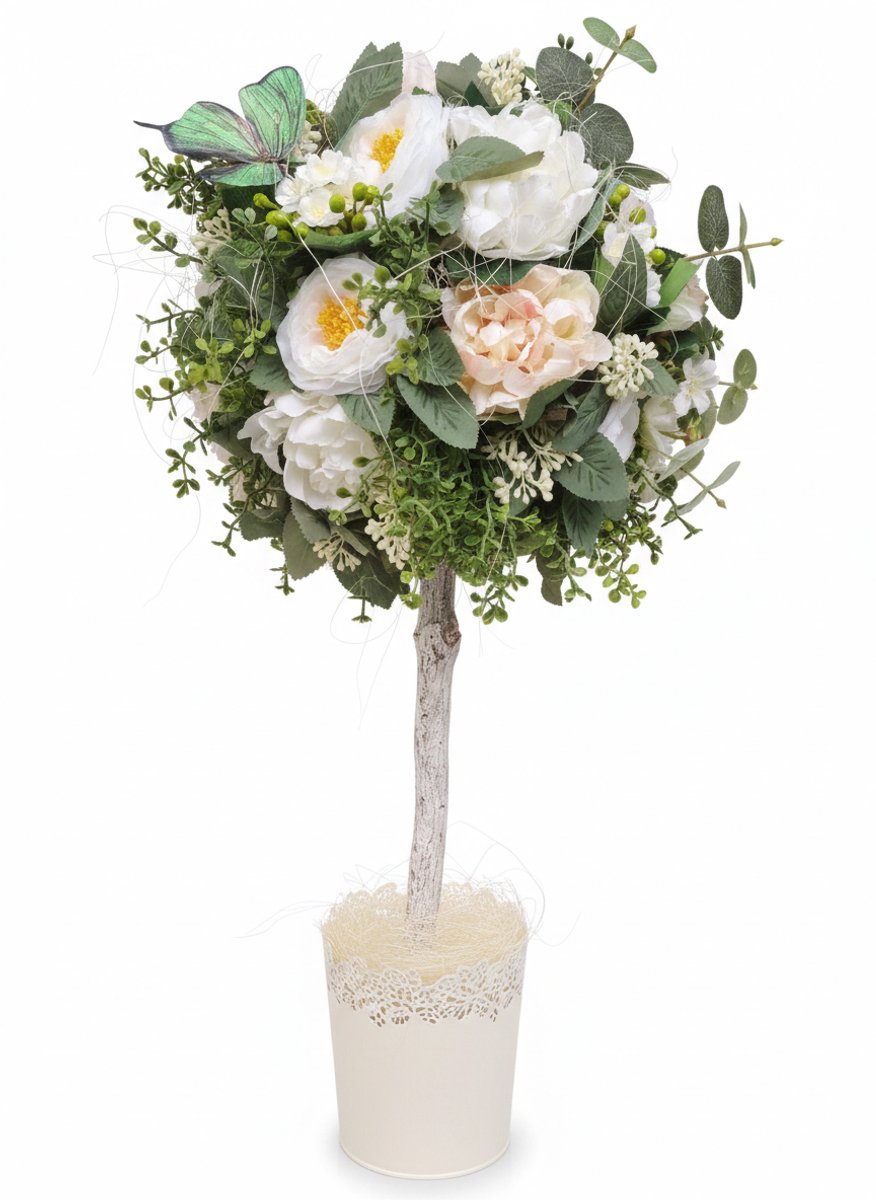 Kunstbloemen boeket in vaas – Zijdebloemen – Nepbloemen decoratie – Cadeau voor vrouw, moeder of zus – Verjaardag