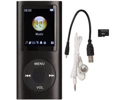 MP3 Speler Bluetooth - Digitaal 1,8-inch LCD-scherm - USB - Draagbaar - Luidsprekers met verliesvrije geluidskwaliteit - Voice recorder - FM radio - SD kaart tot 64GB(let op: de kaart is niet inbegrepen) - ZWART