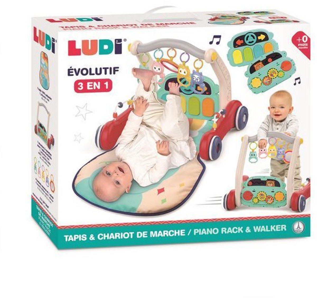 Ludi ballenbad grijs - stoffen speelmat voor baby en peuter - motoriek speelgoed.