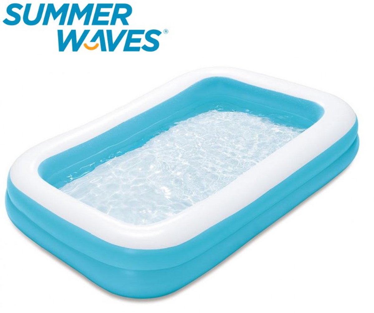 Summer Waves Opblaaszwembad | 2-Rings | 305x 183 x 46 cm | Blauw
