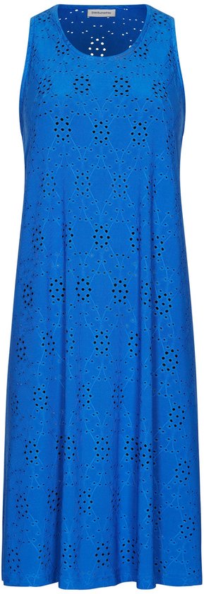 Pastunette - Jurk - Aqua Flora - Mouwloos- Blauw - Maat 44