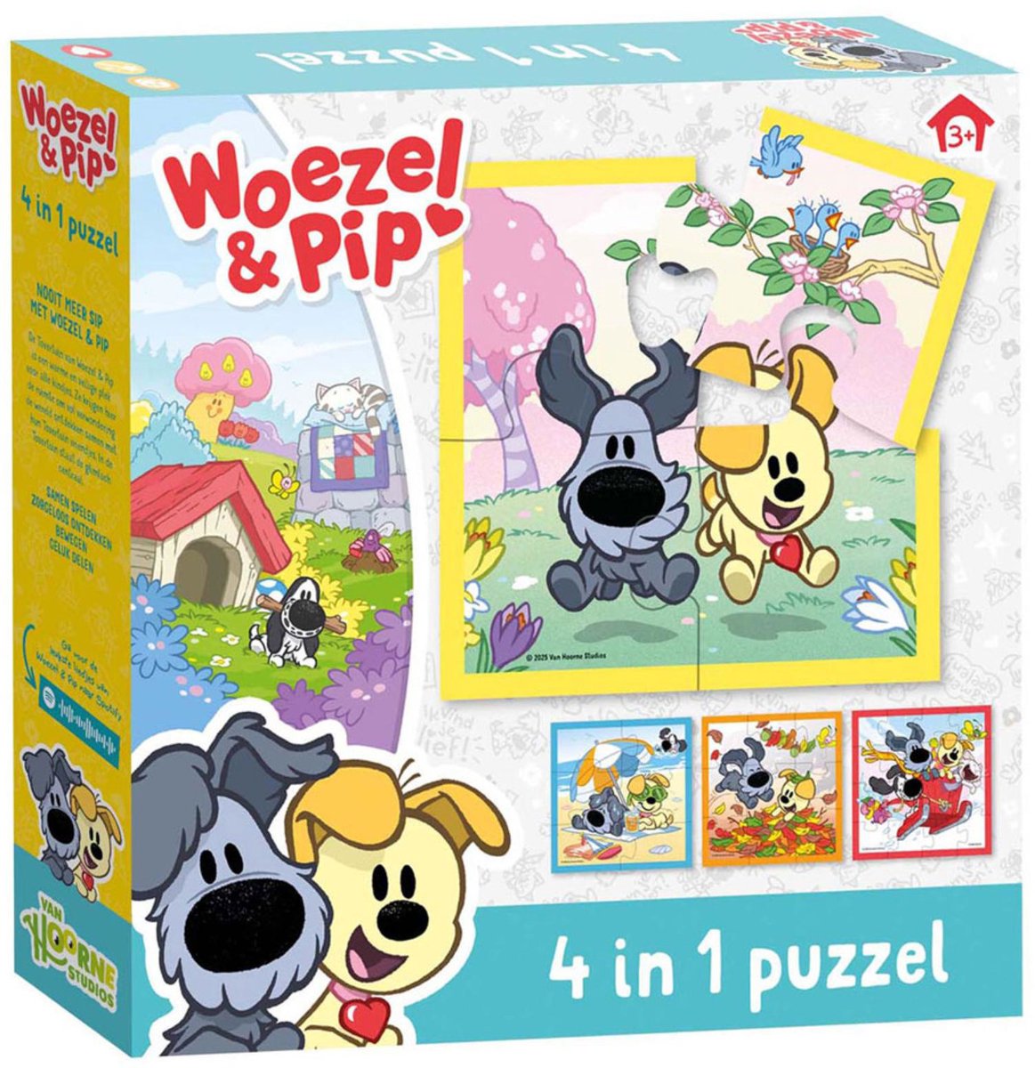 Woezel & Pip puzzel 4 in 1 educatief peuter speelgoed - kinderpuzzel 4x6x9x16 stukjes leren puzzelen - cadeautip puzzel 3 jaar en ouder - Bambolino Toys — afbeelding 2