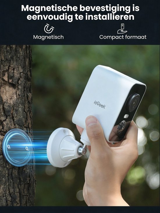 ieGeek - 4G Solar Buiten Camera met Nachtzicht en Zonnepaneel - Geen Wifi Nodig - Beveiligingscamera Draadloos Buiten - Stalcamera - Securitycamera - Magnetische Bevestiging - incl. SIM kaart - 2Stuks — afbeelding 4