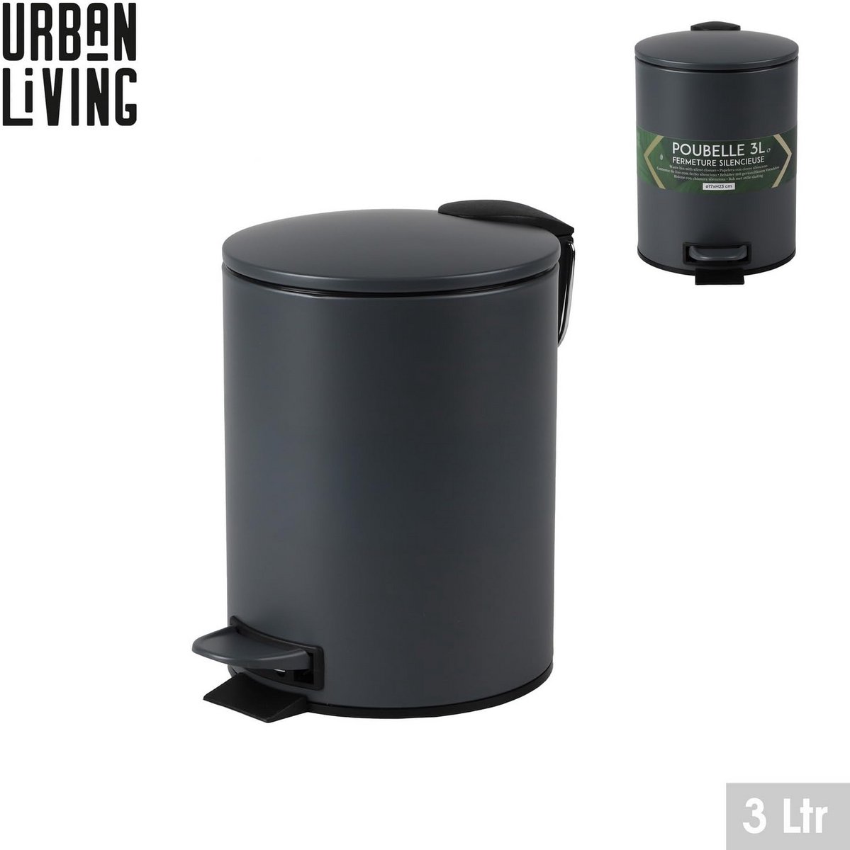 Kleine Pedaalemmer 3 Liter voor Badkamer of Toilet met Softclose