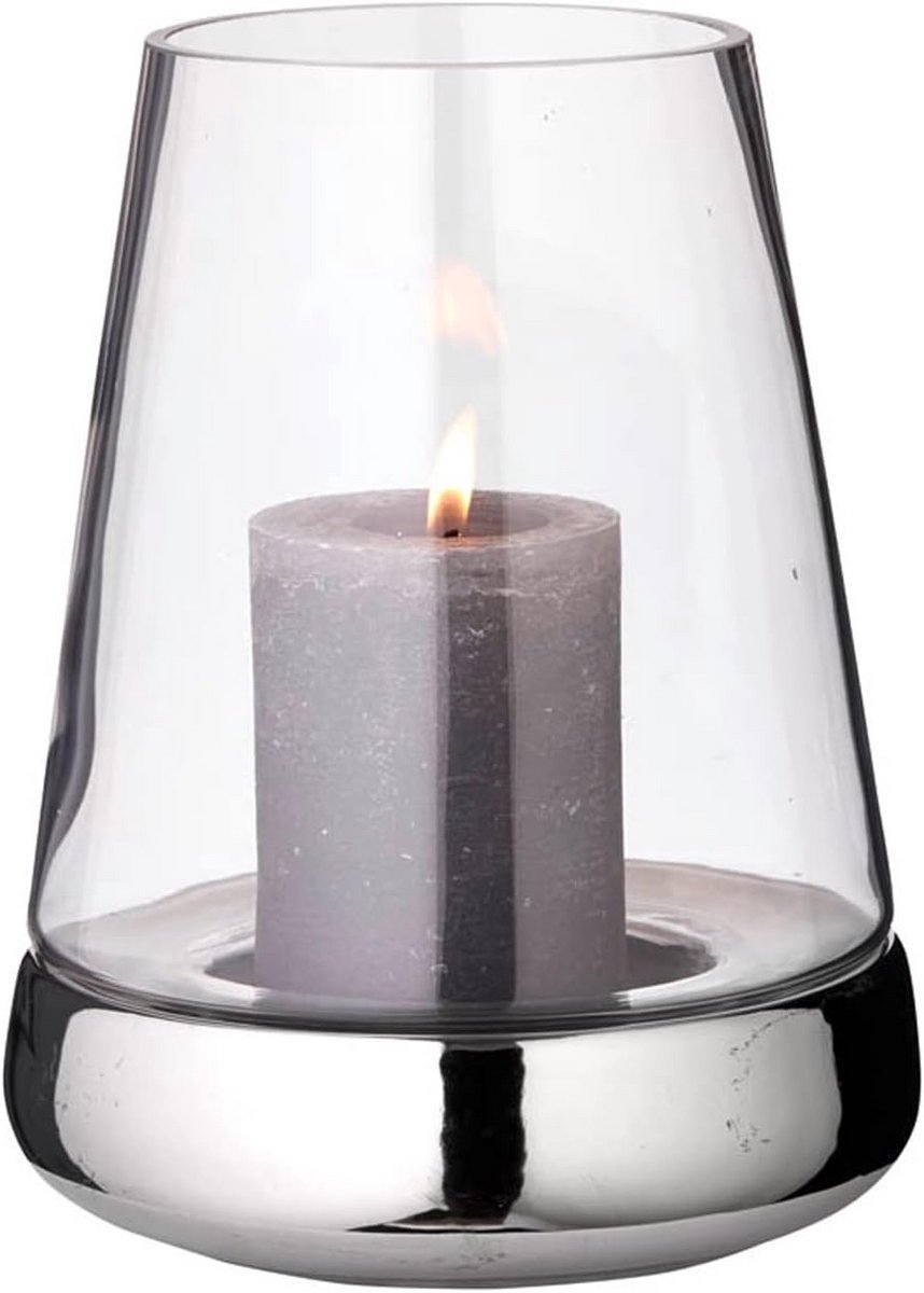 Set van 2 Windlichten Kaarsglazen Keramiek en Glas Hoogte 28 cm