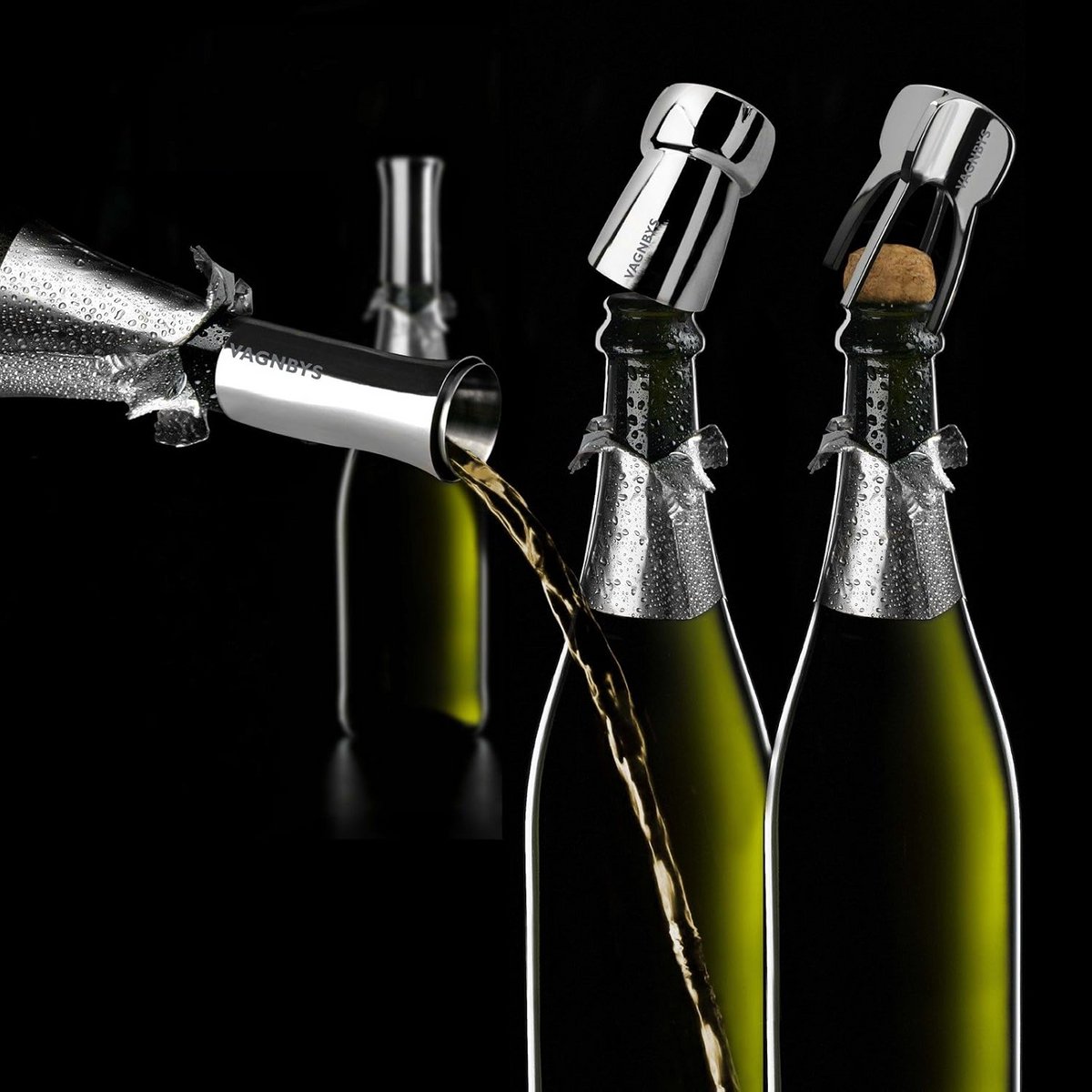 3-delige Champagne Set: Flesopener, Sluiting en Schenktuit