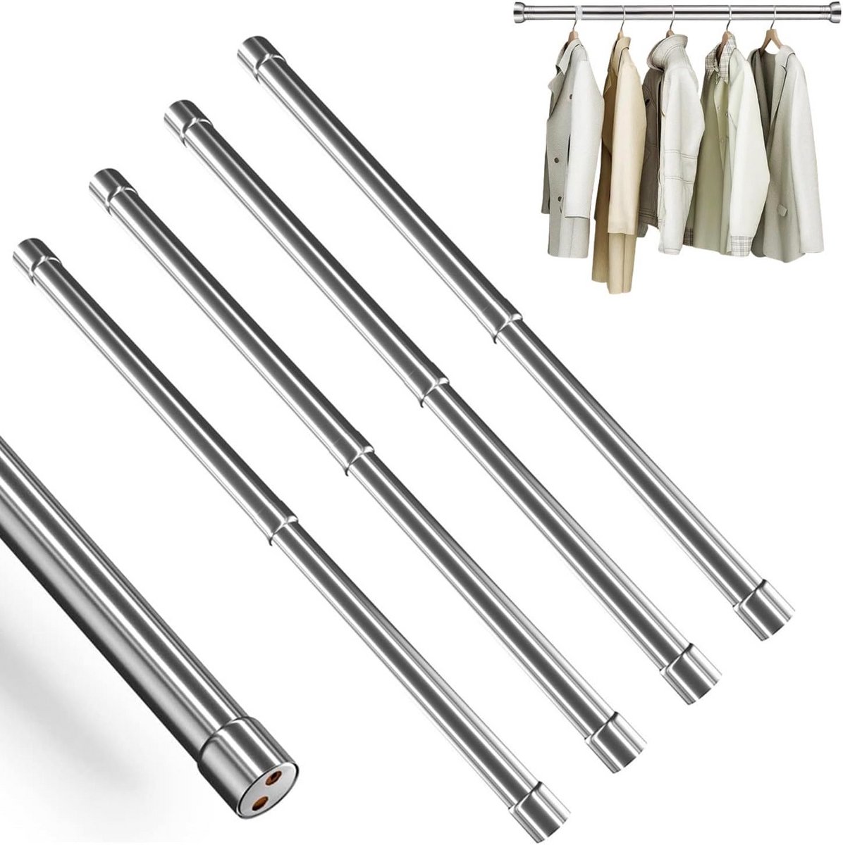 Set van 4 Verstelbare Kledingroedes RVS - Telescopische Garderobestang 30-50 cm