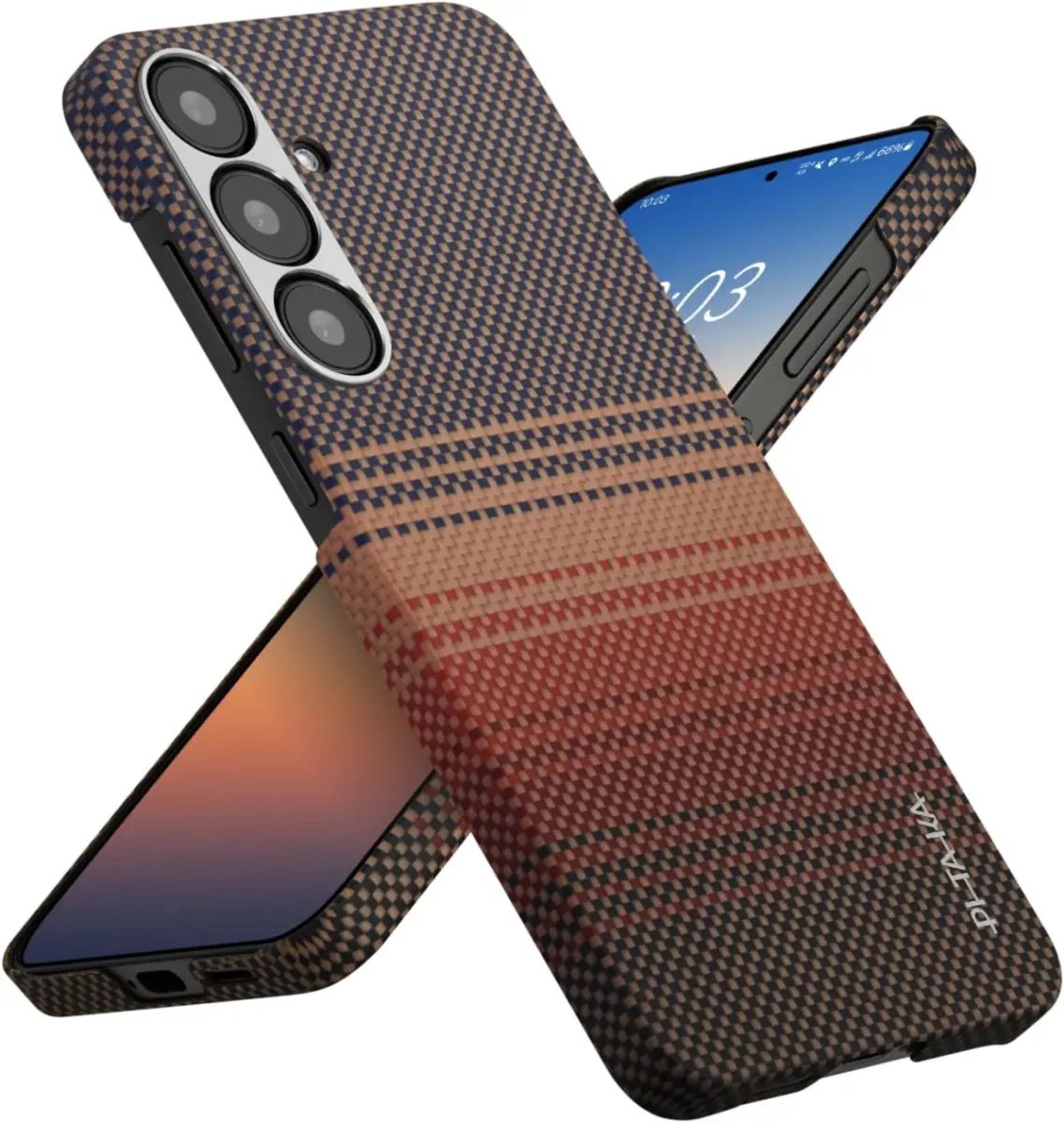 PITAKA MagEZ 6 Hoesje Geschikt voor Samsung Galaxy S25 - Compatibel met MagSafe / Qi2 - Back Cover 600D Aramidevezels - Ultra Dun - Sunset