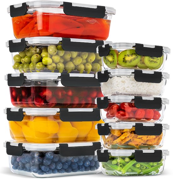 Stosh Vershoudbakjes - Meal Prep Bakjes - Diepvriesbakjes - 10 Stuks - 5x1050ML & 5x350ML - BPA vrij - Glas