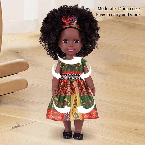 Modepop met Afro Haarstijl, 14 Inch Zwart Speelgoed voor Meisjes van Merkloos — afbeelding 2