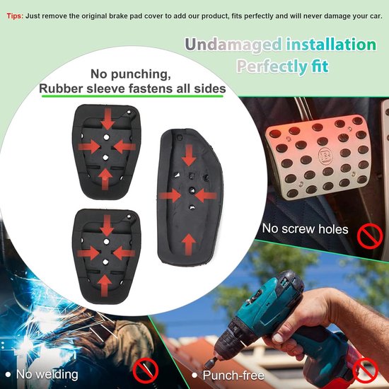 Antislip Pedaalkappen voor Handgeschakelde Auto's - Aluminium en Rubber — afbeelding 2