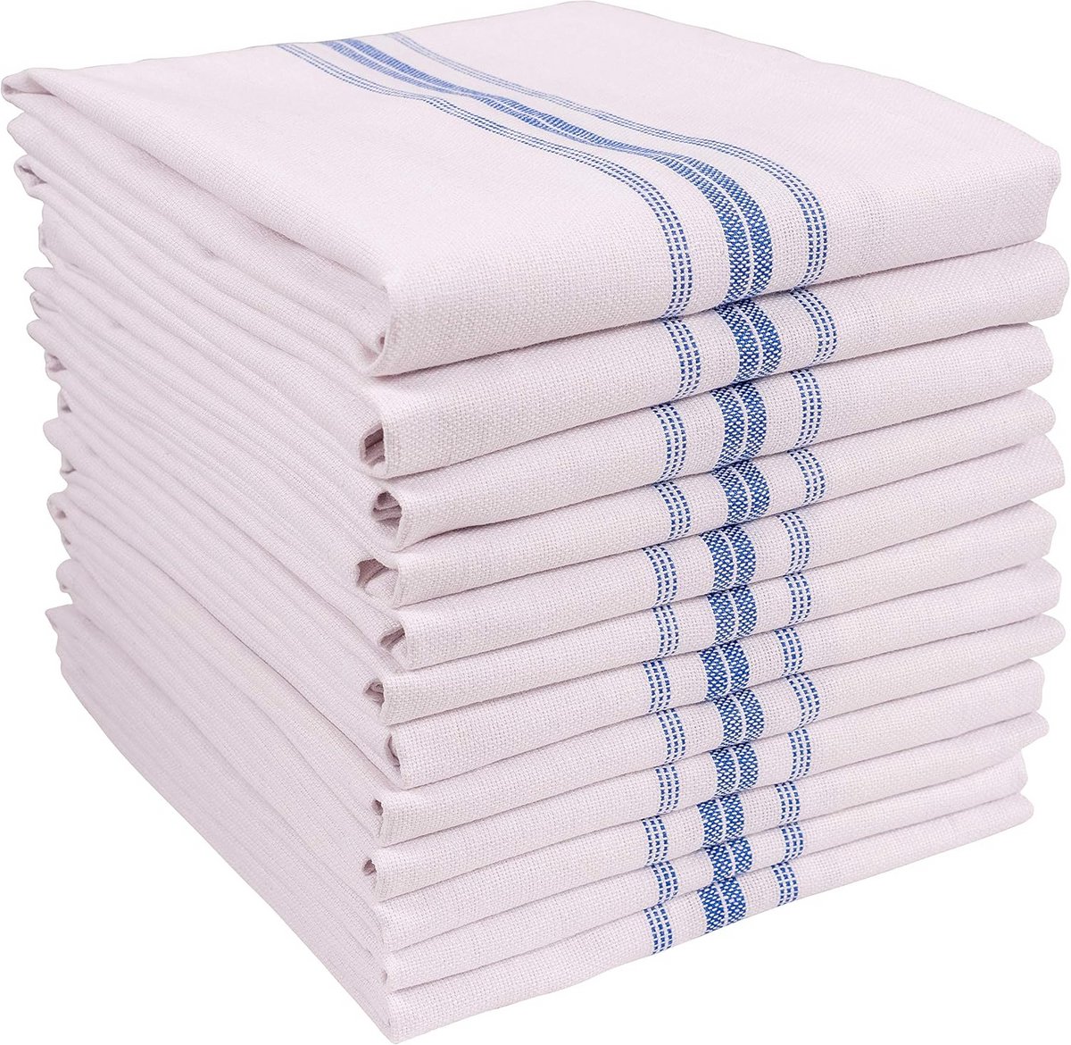 Set van 12 Klassieke Streep Keukenhanddoeken - 100% Katoen - Absorberend en Duurzaam