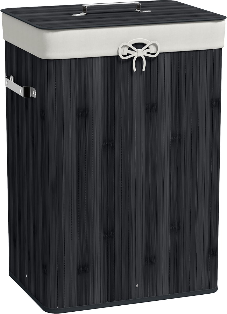 Homcom Wasmand-Bamboe-L40 x B30 x H60 cm-Zwart