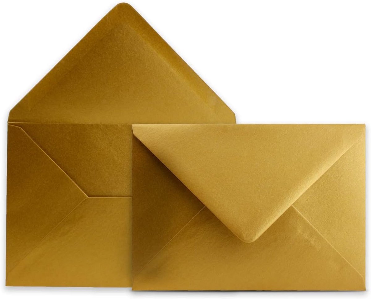 250 Gouden Enveloppen DIN C6 - 11.5 x 16.3 cm - Zonder Venster