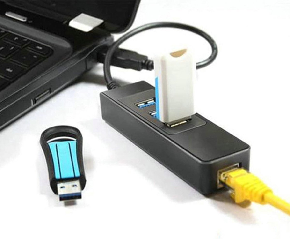 USB 3.0 naar Gigabit Ethernet Adapter met 3 Poorten USB Hub
