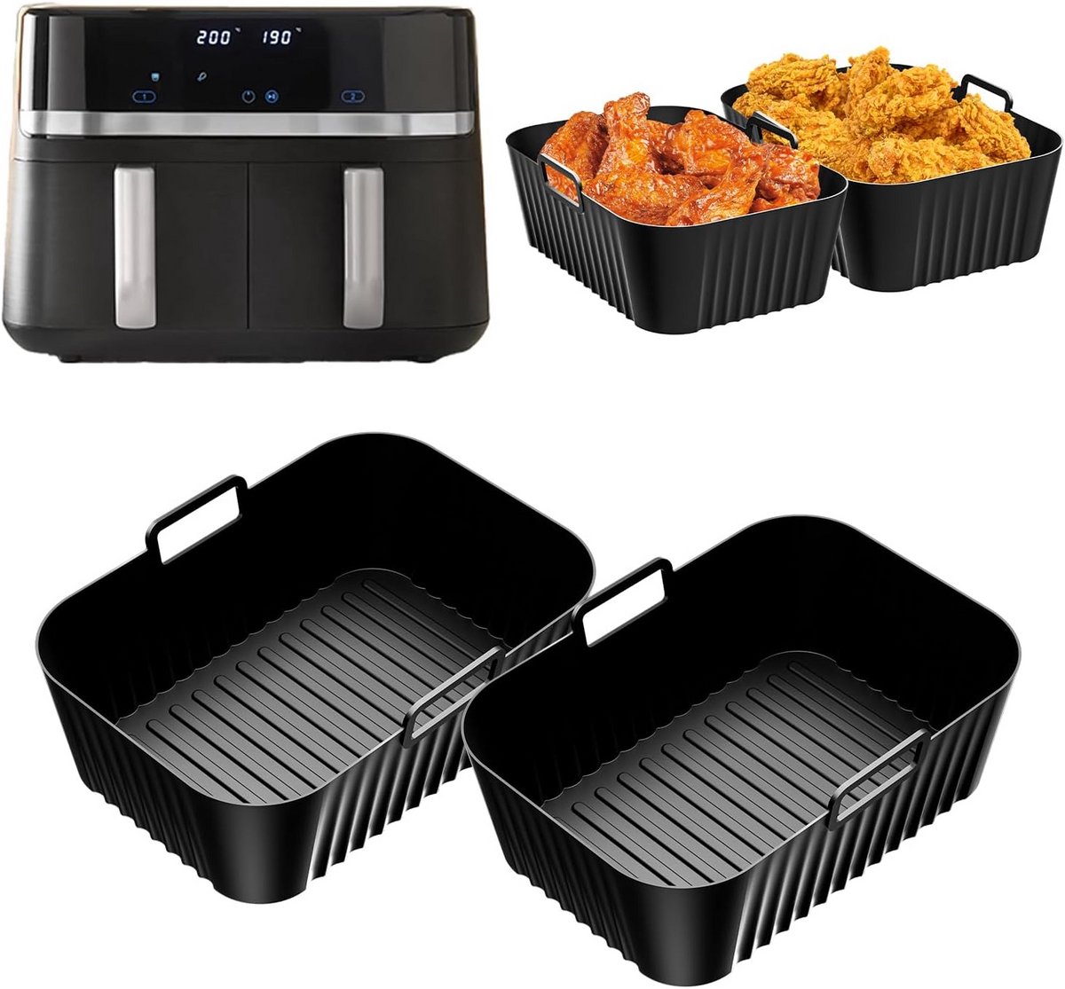 2-delige Siliconen Bakvormen Set voor Dual Zone Airfryer 9L