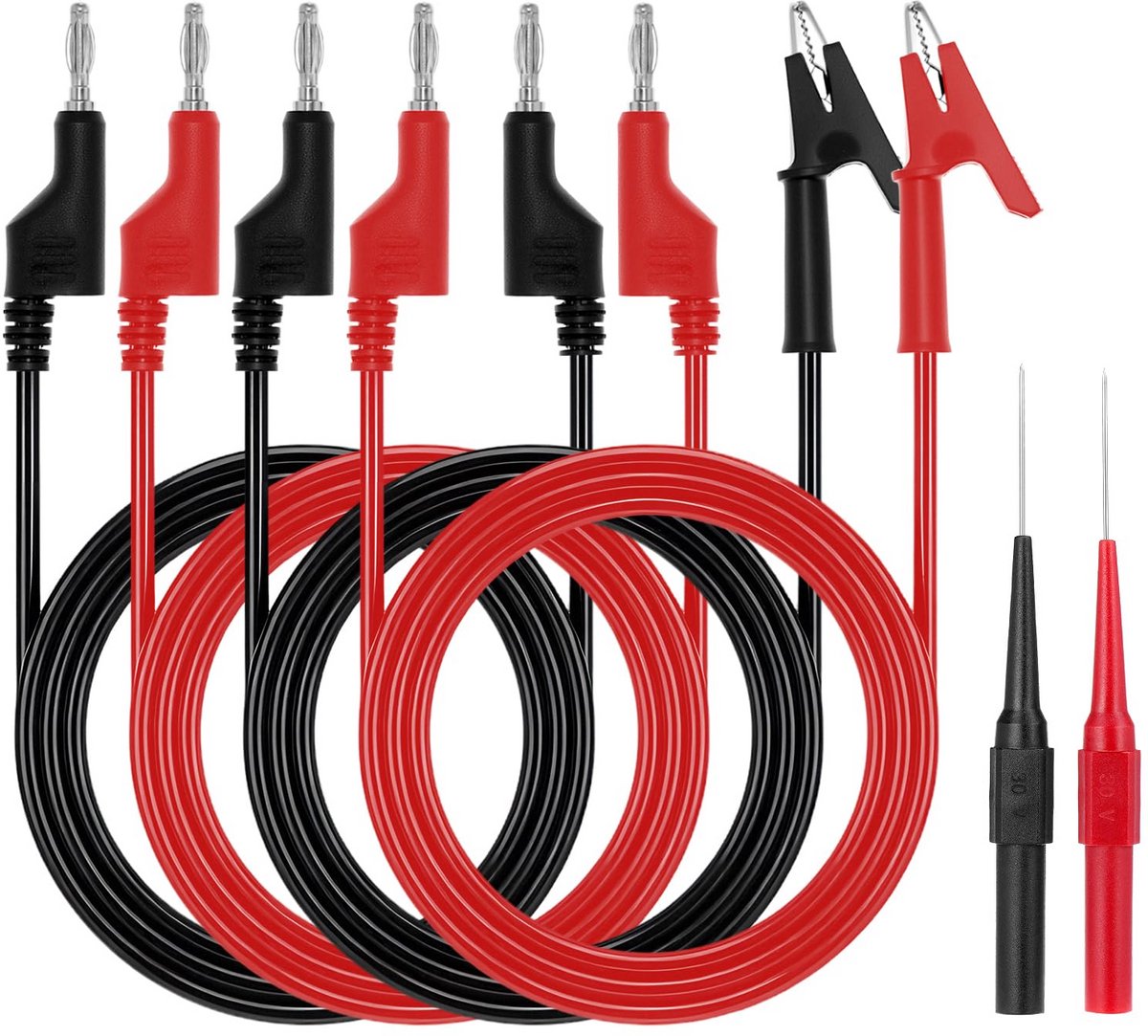 Multimeter Meetkabel Set met Krokodillenklemmen en Banaanstekkers - 1000V/15A