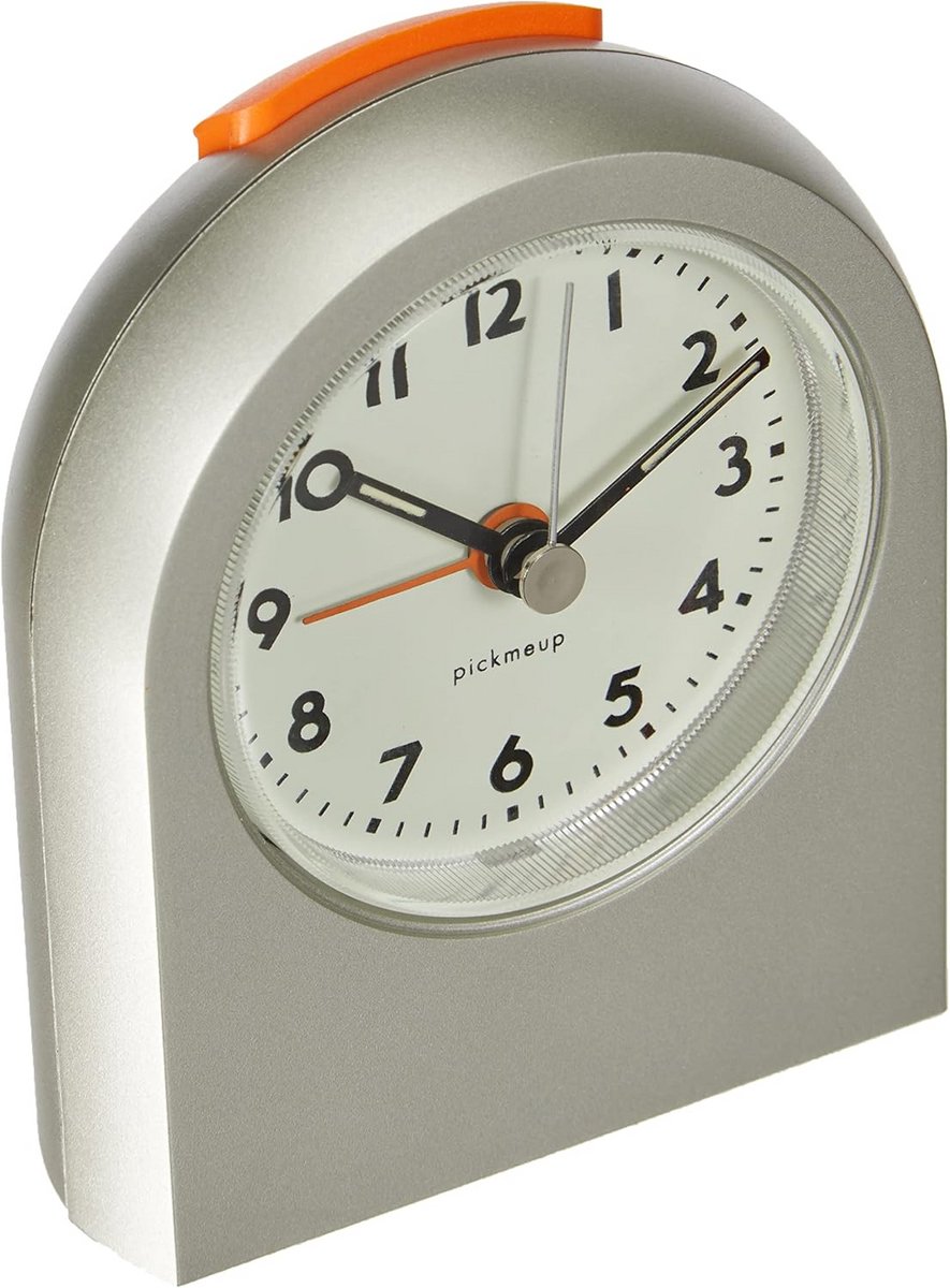 Analoge Wekker Zilver met Oplichtende Wijzers en Snooze