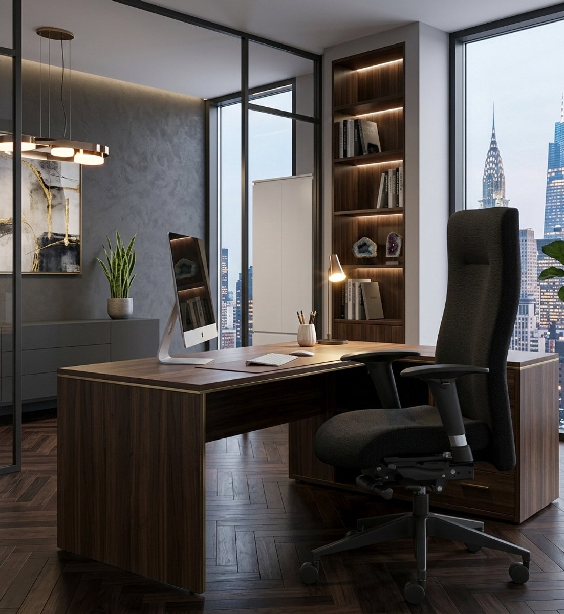 Ergonomische Luxe Bureaustoel– Verstelbare Rugleuning & Zithoogte, Synchroonmechanisme, Comfortabele Armleuningen, Zwart,Casa Serena