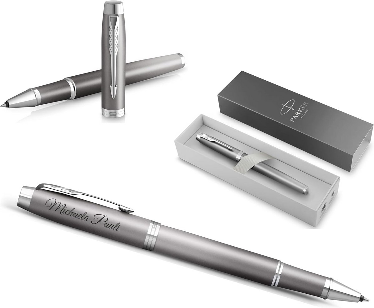 Luxe Rollerball Pen met Gravure in Rituals Grey Chrome - Perfect Cadeau