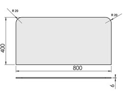 Vloerplaat Houtkachel Glas 80 x 40 cm - TermaTech – 6 mm Veiligheidsglas – Voor Houtkachel & Pelletkachel – 2 Afgeronde Hoeken