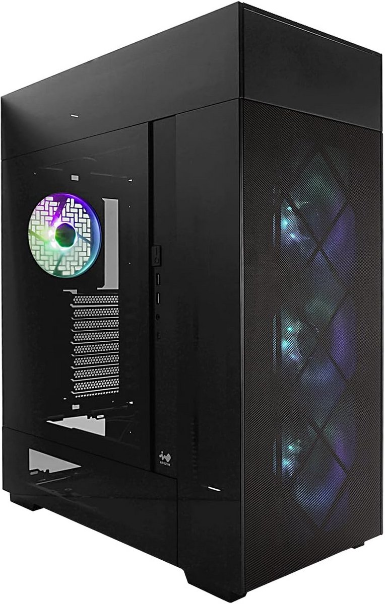 Modulaire Big-Tower PC Kast met Gehard Glas - Zwart