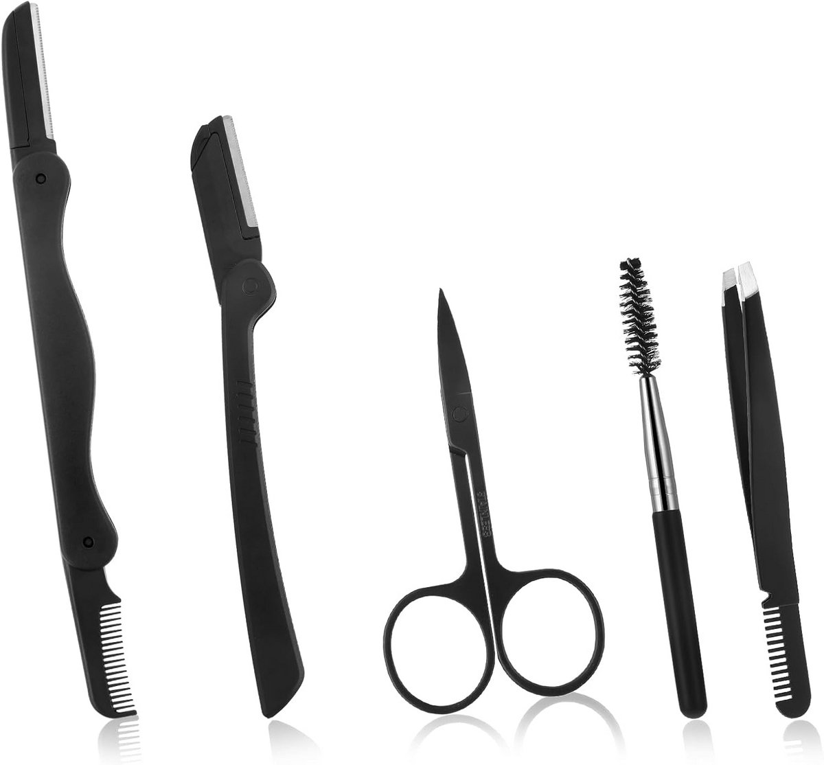 Complete Wenkbrauwverzorgingsset 5-in-1 met Kam, Pincet, Schaar en Trimmer