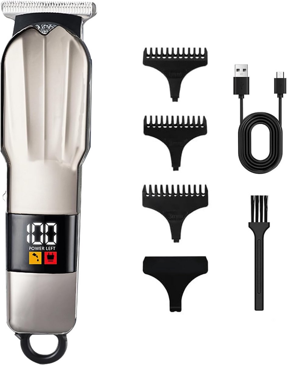 Draadloze Tondeuse Set voor Mannen met LCD Display - Kapper en Baard Trimmer