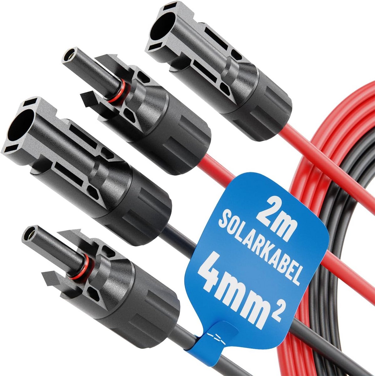 Fotovoltaïsche Kabel H1Z2Z2-K 2x2 Meter 4mm Zwart & Rood UV-Bestendig