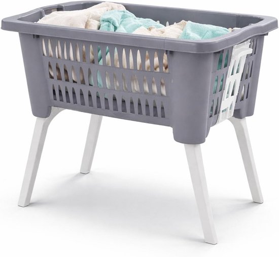 Inklapbare Wasmand met Poten Grijs 38 Liter — afbeelding 5