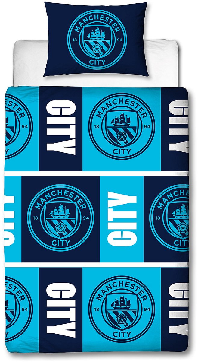 Manchester City Dekbedovertrek - Geschikt voor 140 x 200 cm. - Eenpersoons - Dubbelzijdig