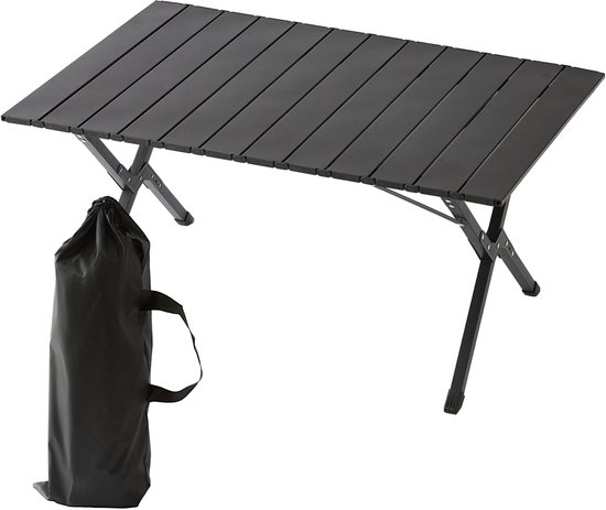 Campingtafel - 90x44x60 cm - zwart - opvouwbaar - lichtgewicht van Merkloos — afbeelding 2
