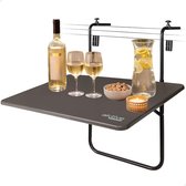 HIXA Aktive Balkontafel - Inklapbaar - Hangend - Zwart - 60x40x60cm - Vouwtafel - Hangtafel - Bijzettafel - Tuintafel