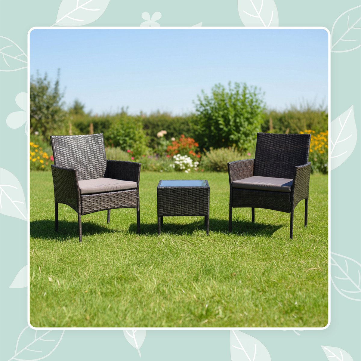 Tuinset - 2 persoons - 3-delig - zwart – foto 5