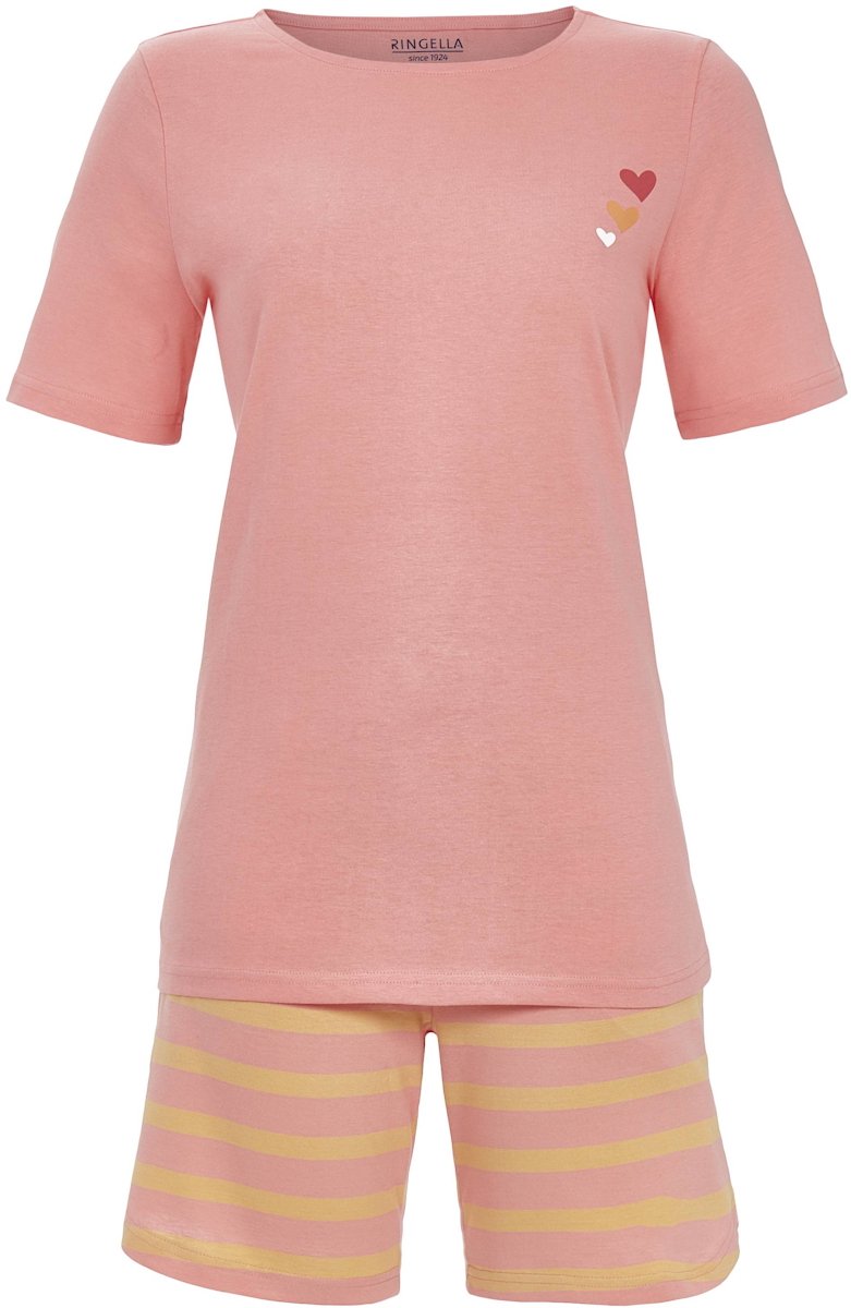 Ringella Katoen gestreepte shortama roze - Roze - Maat - 38