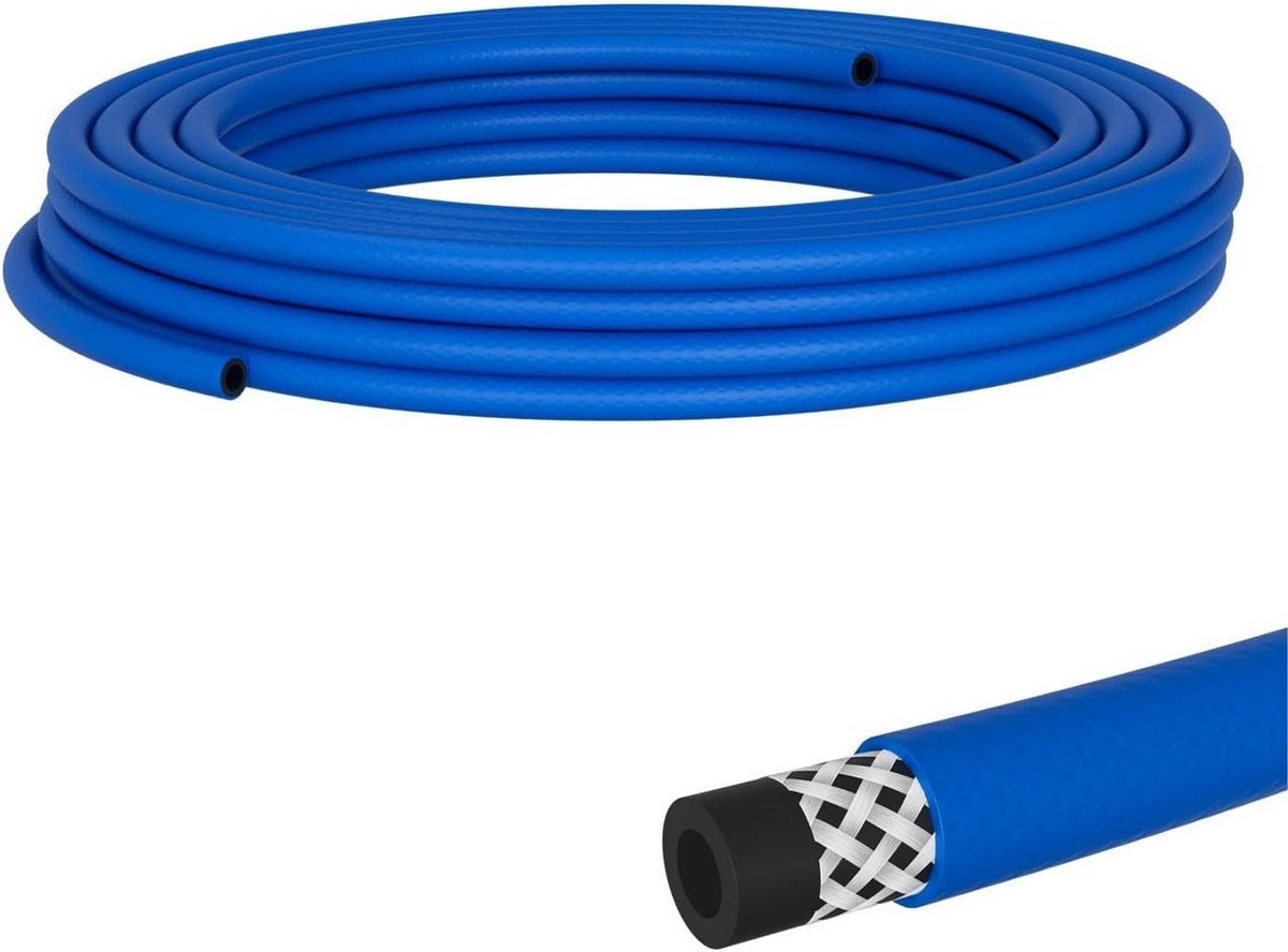 PVC Slang - Luchtslang Waterleiding - Werkplaats Gebruik - Stoffen Versterking - 9 mm 10 m - Blauw