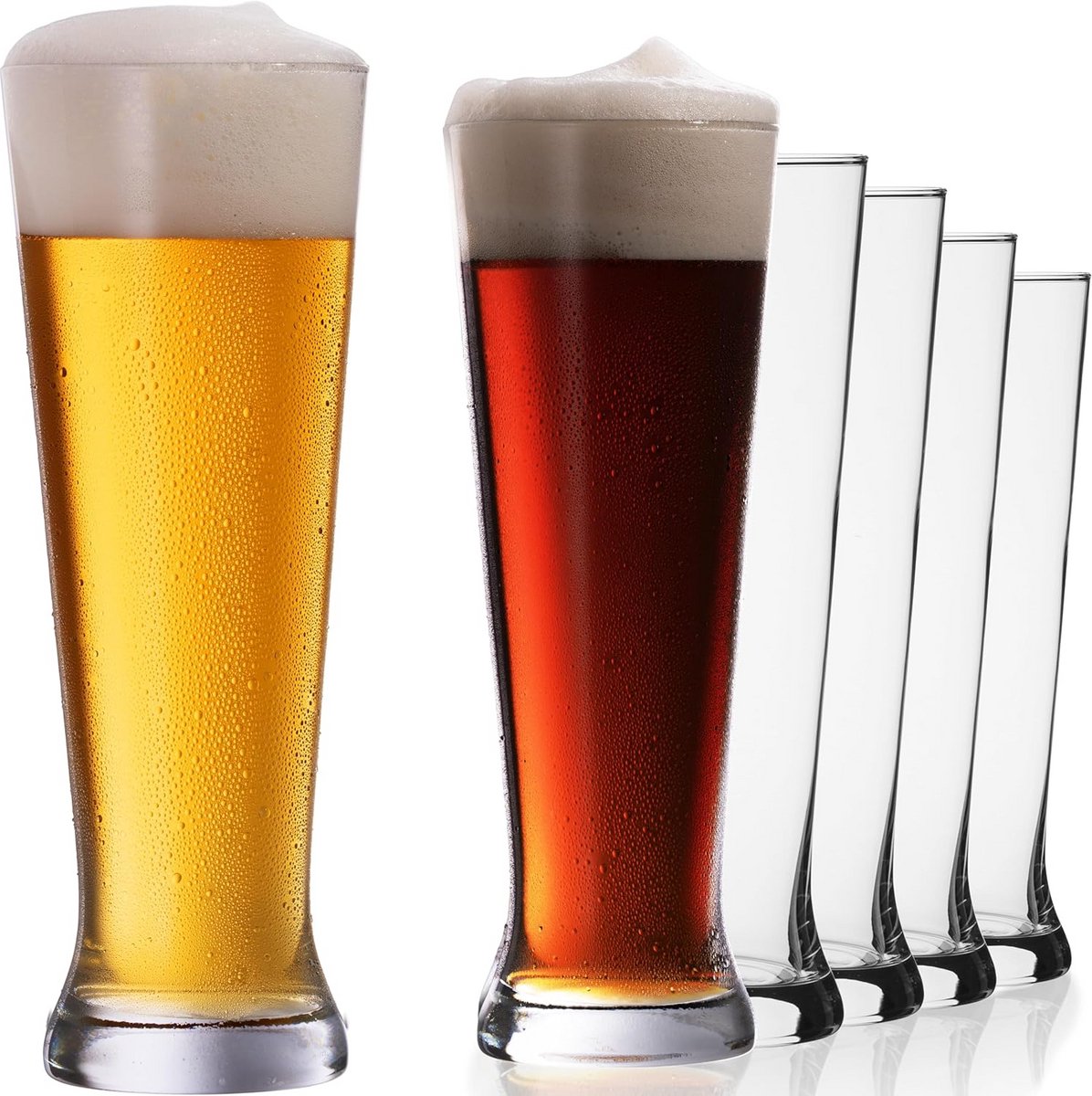 Set van 6 Hoge Pilsner Bierglazen 500 ml Kristallijn Glas Vaatwasmachinebestendig