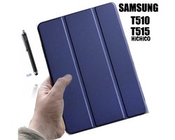 Samsung Galaxy Tab A 10.1 2019 SM-T510 / T515, Tablet Hoes met Stylus Pen, draaistand Cover Tablet hoesje, Magnetische Stand Case Leather Flip Cover Tablet Case smart Cover Donker Blauw – HiCHiCO
