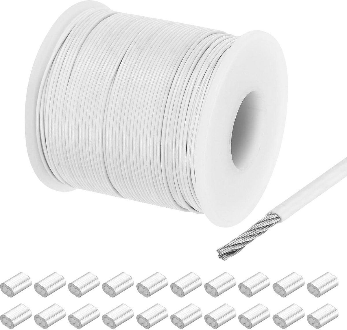 Sterke Roestvrijstalen Kabel 80 Meter met Vinylcoating en Ophanghulzen