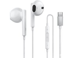 VEXON - In-Ear Oordopjes met USB C Aansluiting - Earpods - Bedrade oorjtes - Oortjes met Draad en Microfoon voor Telefoon / Tablet / Laptop / Smartphone / GSM - Wit