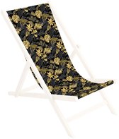 FEROCITY - Vervangbare stoffen hoes voor ligstoel - voor een houten opklapbare ligstoel - Zonder houten stokken - 131 x 44 cm - Polyester - Palmen Gold