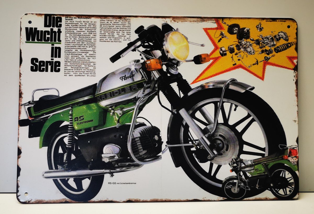 Metalen wandbord - Kreidler - 3 - Mancave - Wand Decoratie - Metal sign - Mancave decoratie - Decoratie - Metalen borden - Tekst borden - Metalen bord