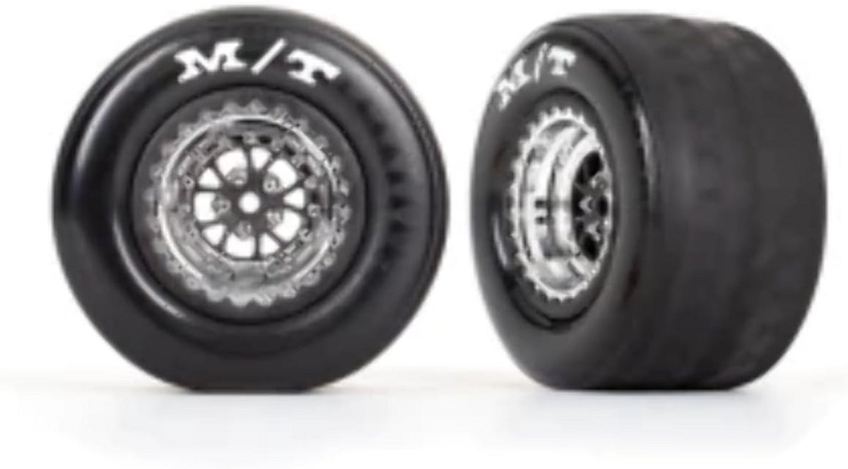 Ultra Brede Achterbanden voor RC Drag Race Auto's met Chrome Velgen (2 Stuks)