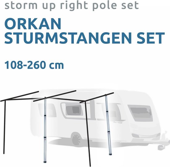 Set van 2 Telescopische Stormstangen voor Voortent - Verstelbaar 108-260 cm Aluminium — afbeelding 5