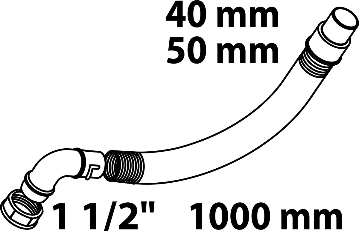 KIRCHHOFF KS slang verlengstuk, wit, 1 1/2"BI x 1000 x 40/50 mm, met 90Â° boog